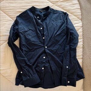 ASOS Men's Dark Blue Casual Button Down Shirt